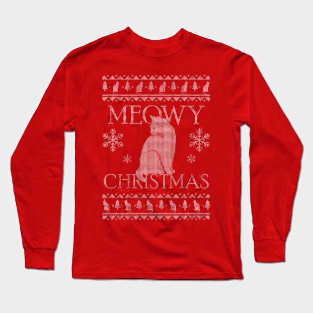 MEOWY CHRISTMAS UGLY SWEATER Long Sleeve T-Shirt by giovanniiiii